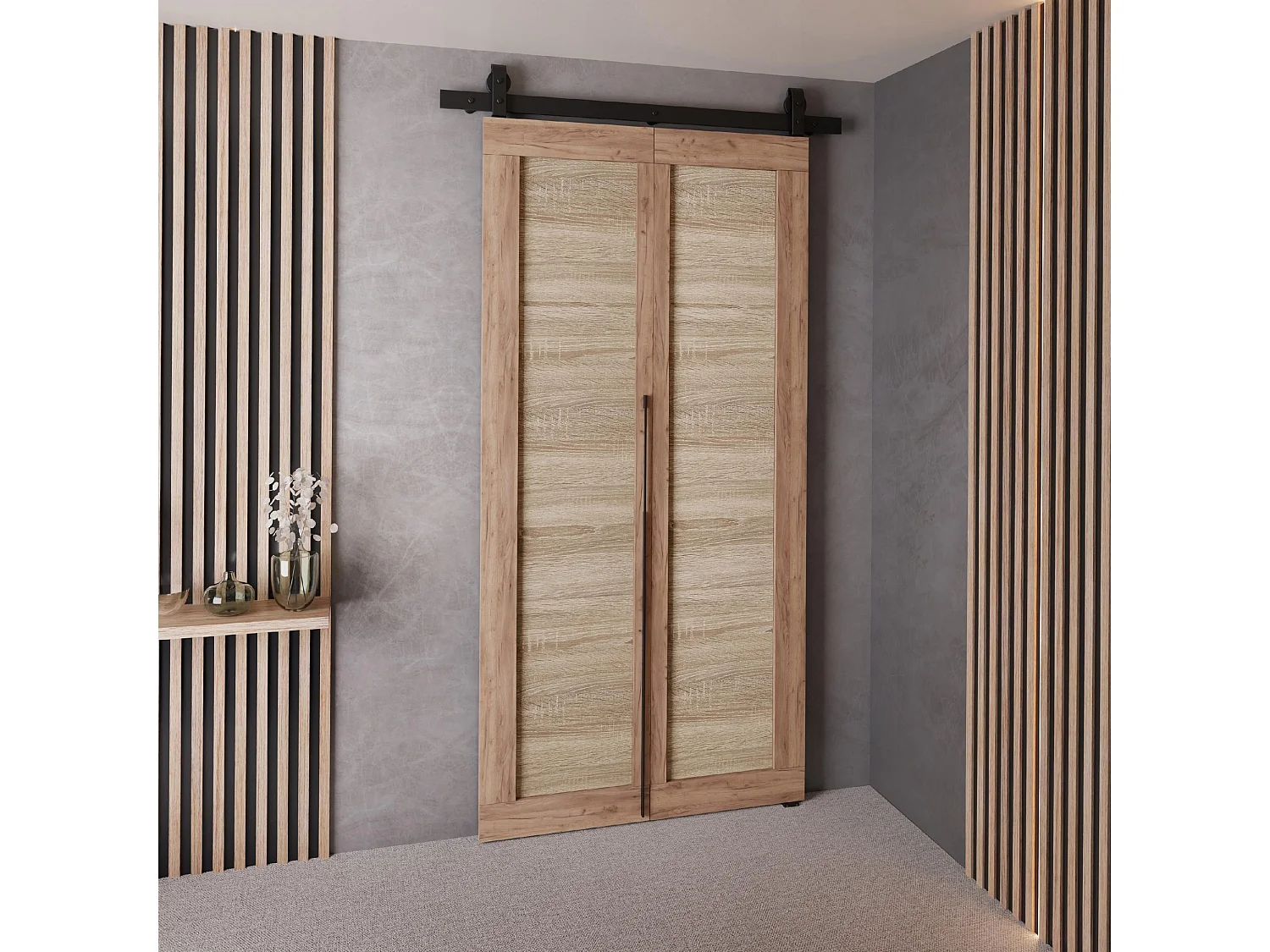 Schiebetür QUDIO M1 Eiche Craft Gold + Eiche Sonoma 80