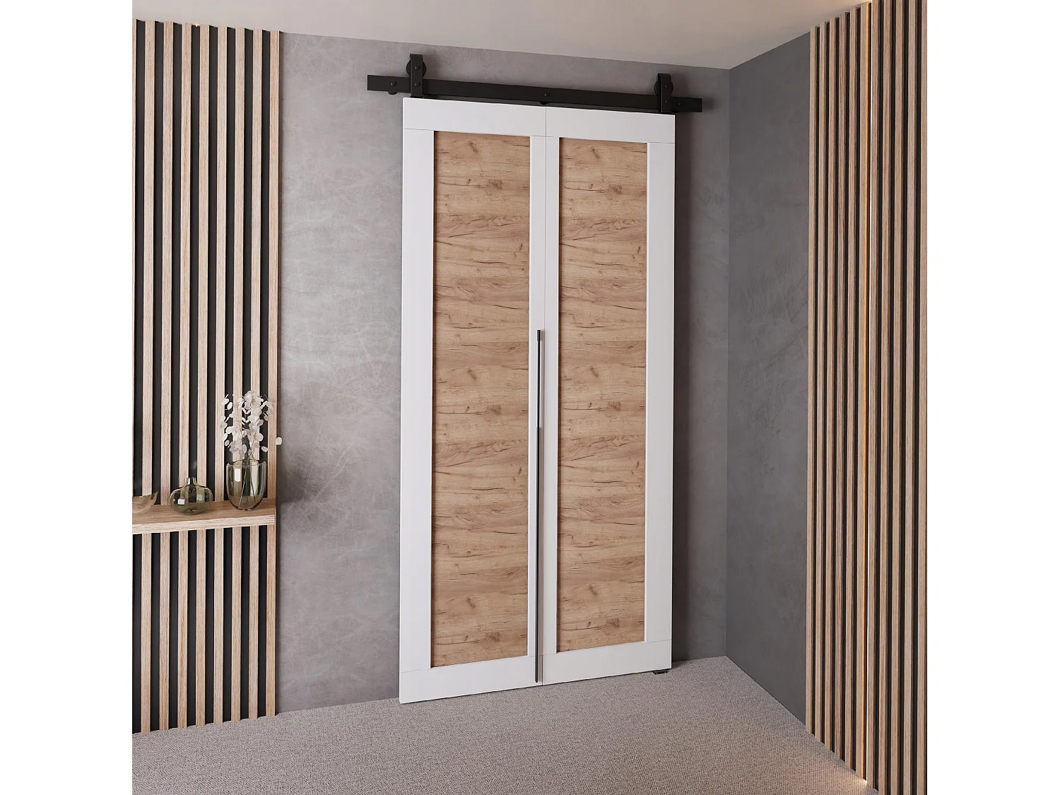 Portes coulissantes QUDIO M1 blanc + chêne craft doré 80