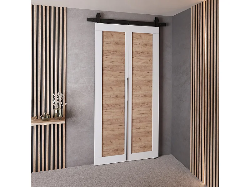 Portes coulissantes QUDIO M1 blanc + chêne craft doré 80