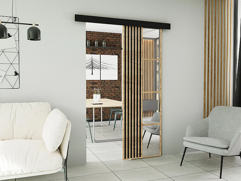 Schiebetür mit Abdeckleiste  MOLI 60 Eiche Craft Gold