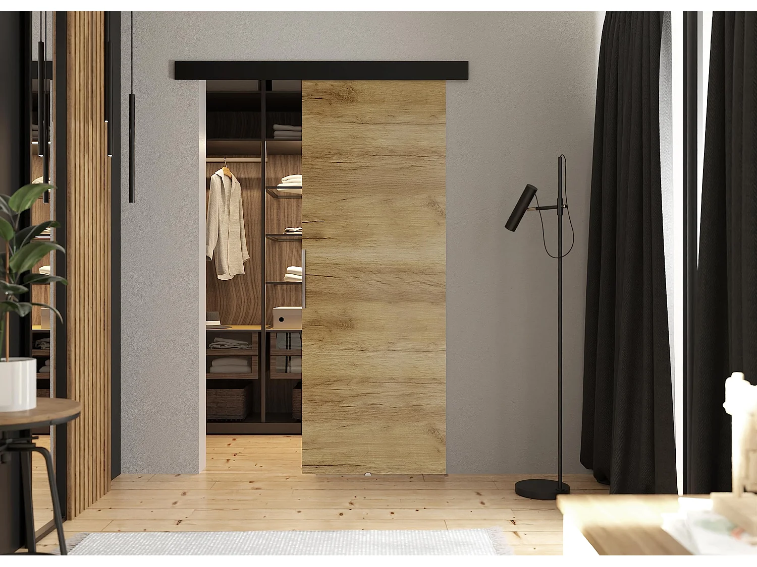 Schiebetür mit Abdeckleiste MALIBU 60 Eiche Craft Gold