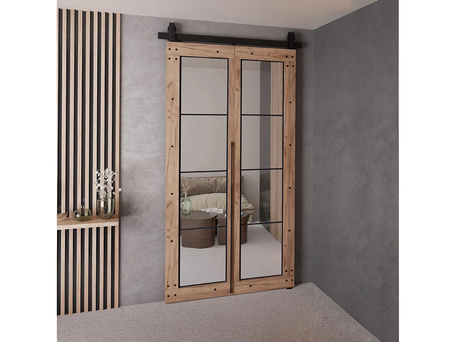 Portes coulissantes QUDIO M6 chêne craft doré 90