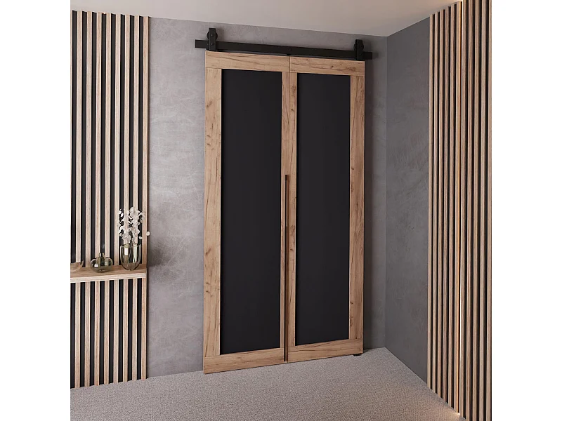 Schiebetür QUDIO M1 Eiche Craft Gold + Schwarz 90