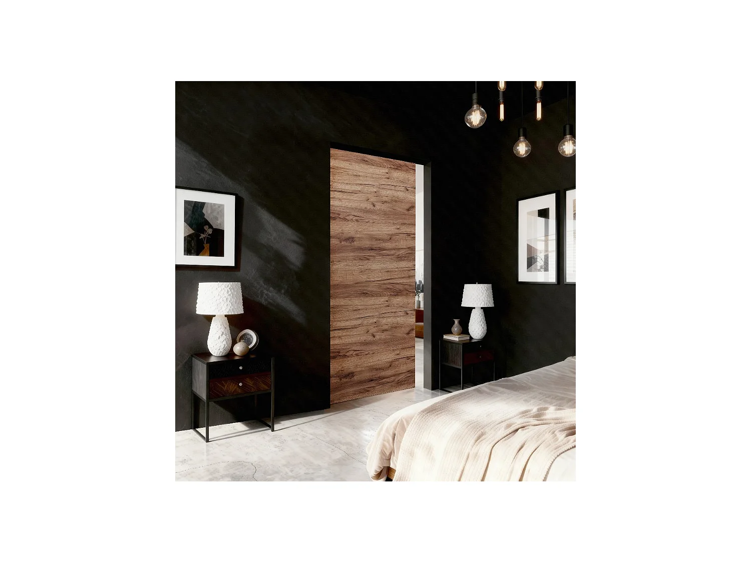 Schiebetür ADIO 2 mit Blende Weiß und Eiche Craft Gold 60