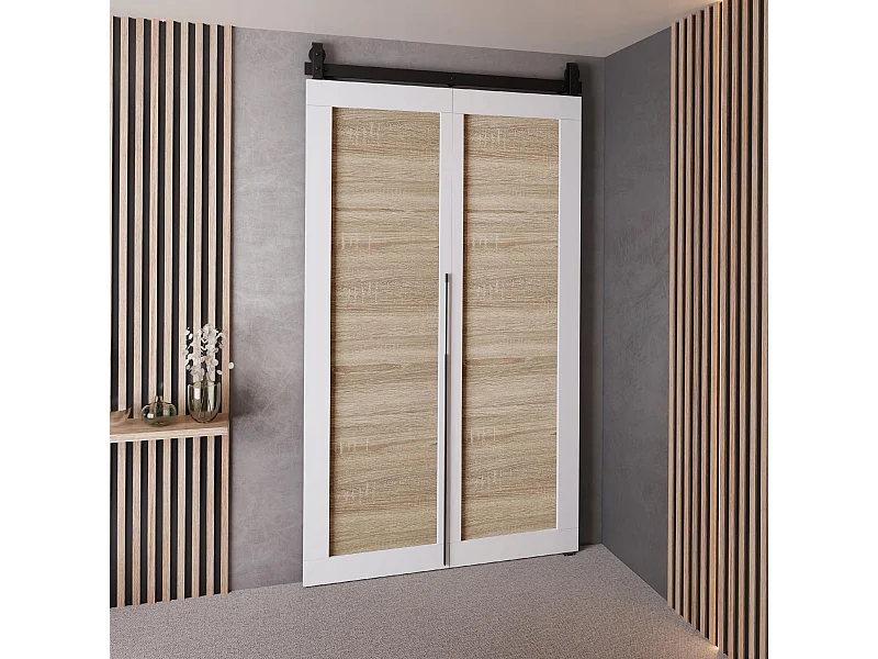 Portes coulissantes QUDIO M1 blanc + chêne Sonoma 100