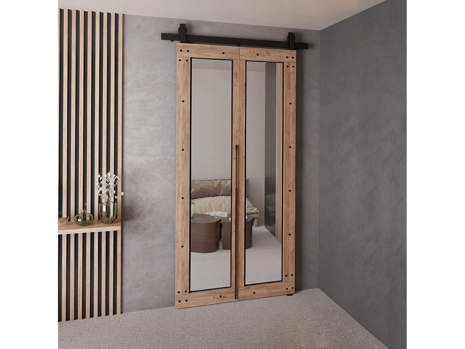 Portes coulissantes QUDIO M8 chêne craft doré 80