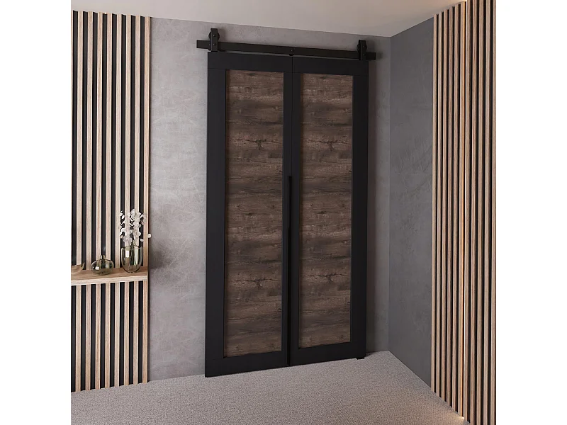 Schiebetür QUDIO M1 Schwarz + dunkle Esche 90