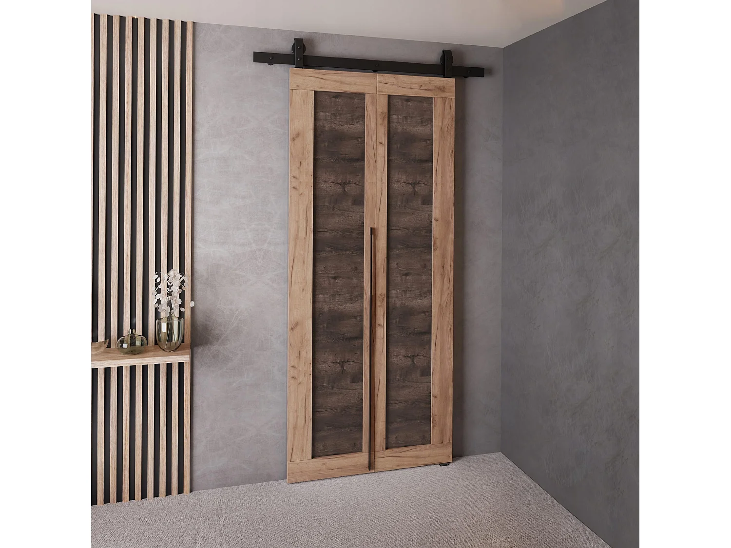 Schuifdeur QUDIO M1 eiken craft goud + donker essen 70