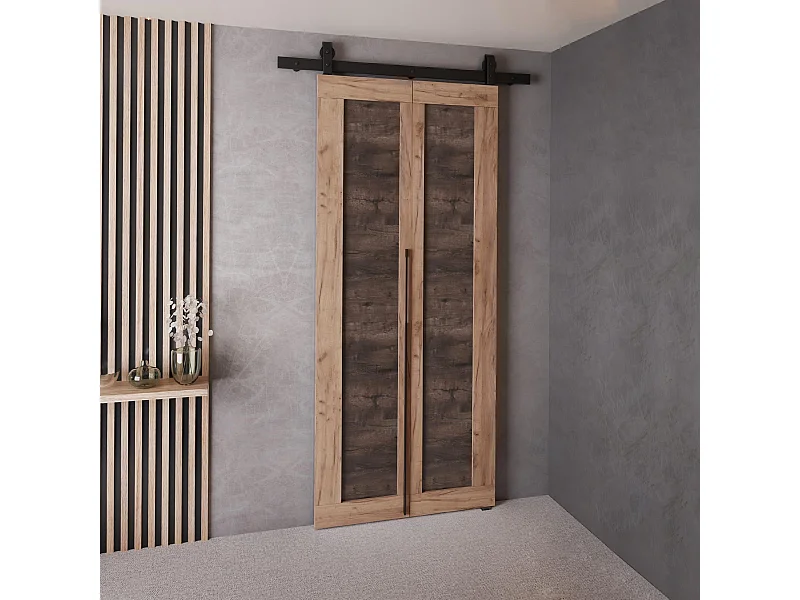 Portes coulissantes QUDIO M1 chêne craft doré + frêne foncé 70