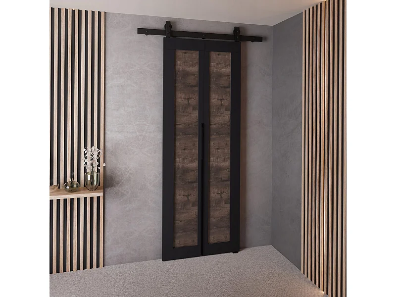 Schiebetür QUDIO M1 Schwarz + dunkle Esche 60