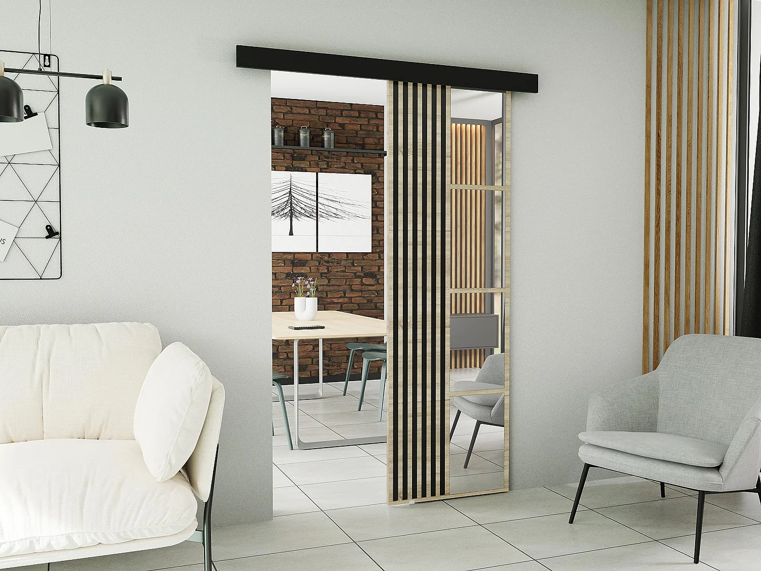 Schiebetür mit Abdeckleiste  MOLI 60 Eiche sonoma