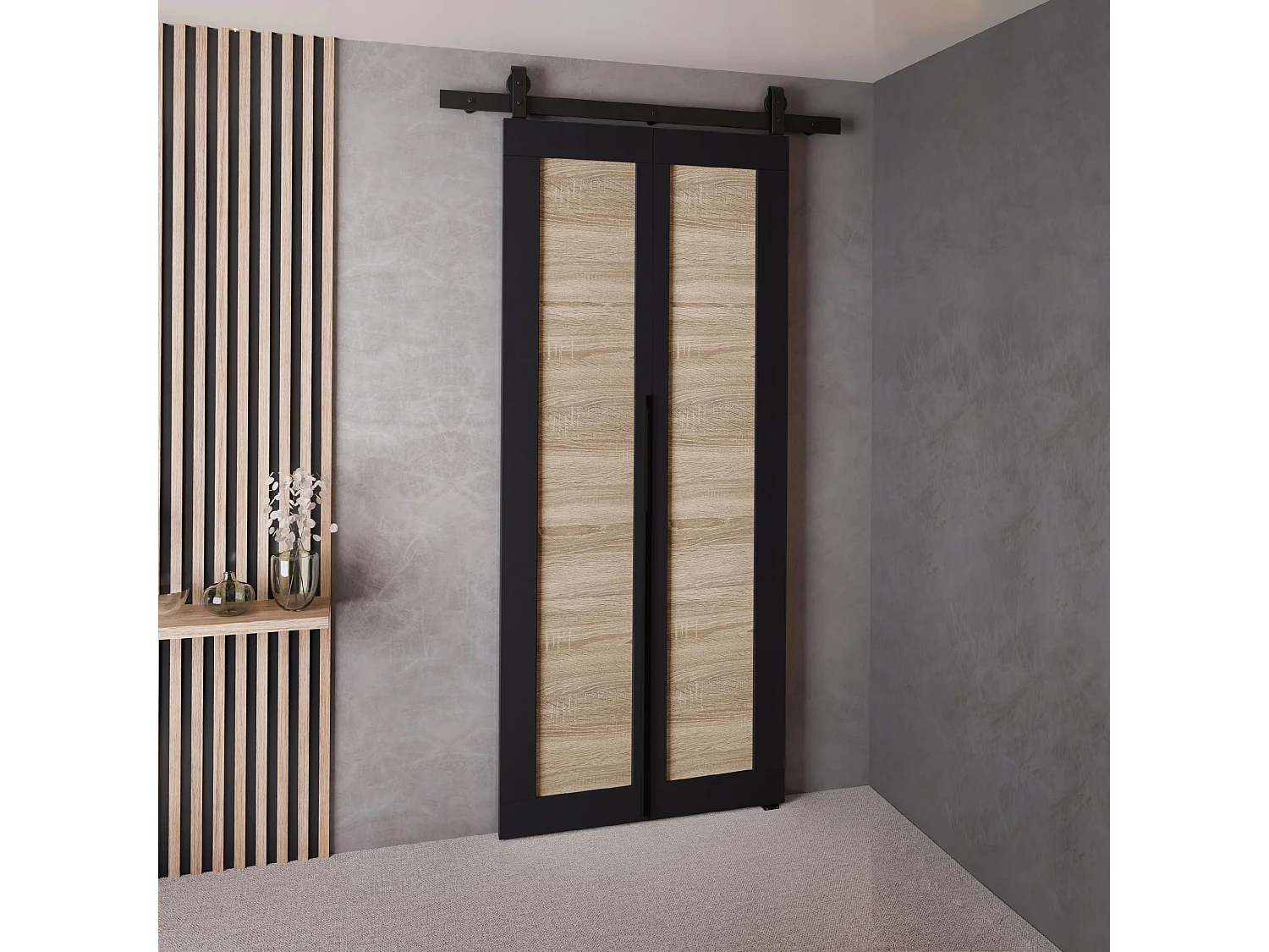 Schuifdeur QUDIO M1 zwart + eiken Sonoma 70