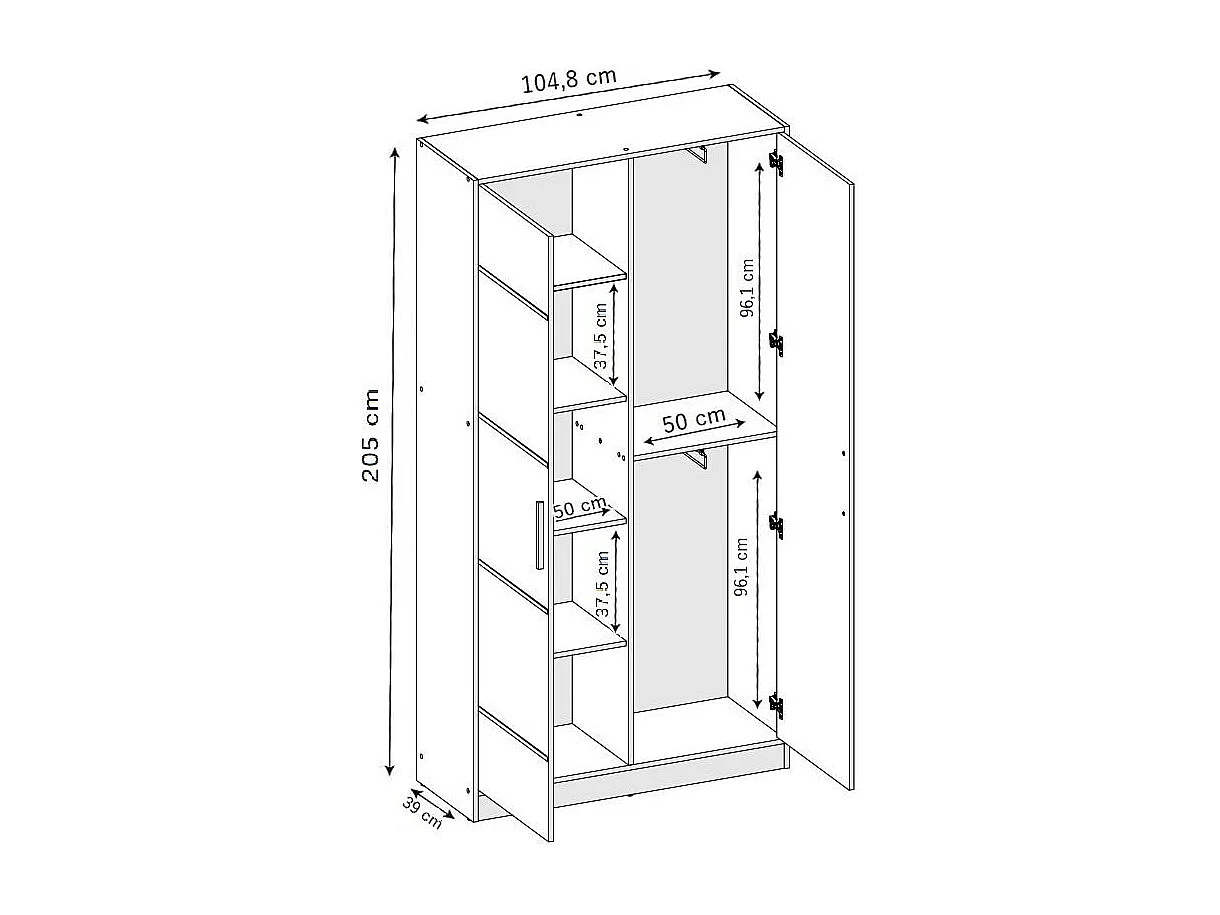 Armoire deux portes ROJ 2D – Chêne Craft Doré