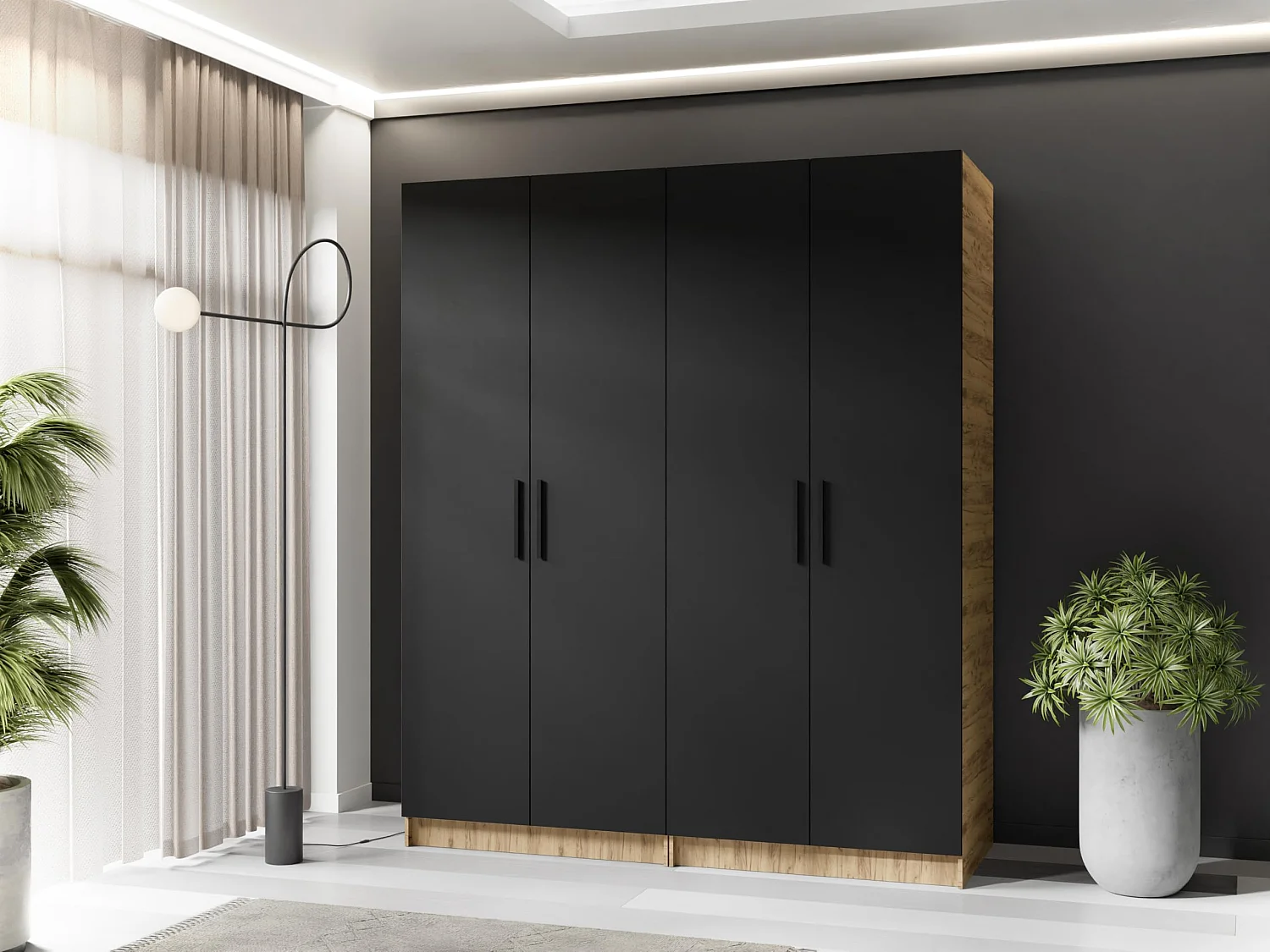 Armoire à deux portes GOLD 2D 78 chêne craft doré + noir