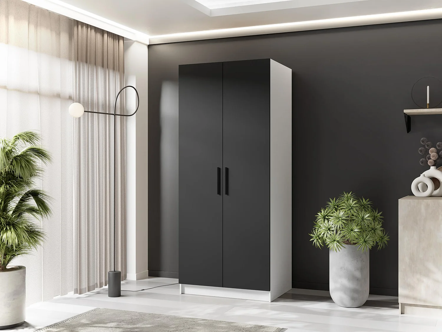 Szafa dwudrzwiowa GOLD 2D 78 biały + czarny