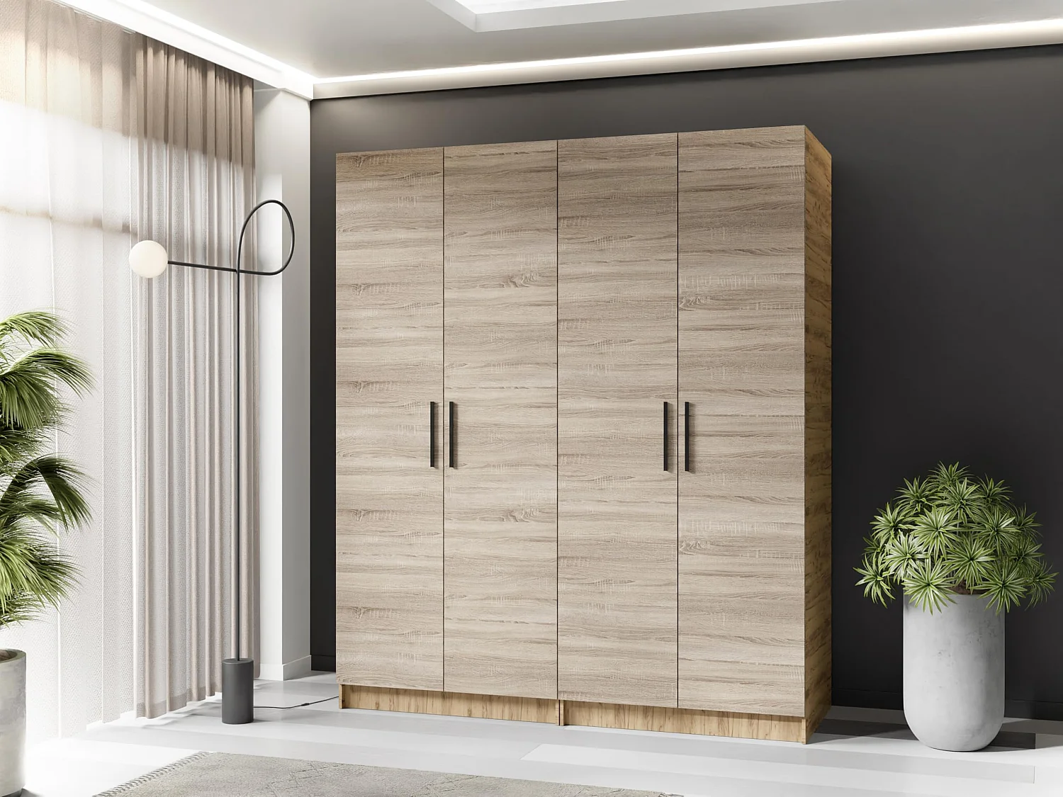 Zweitüriger Kleiderschrank GOLD 2D 78 Eiche Craft Gold + Eiche Sonoma