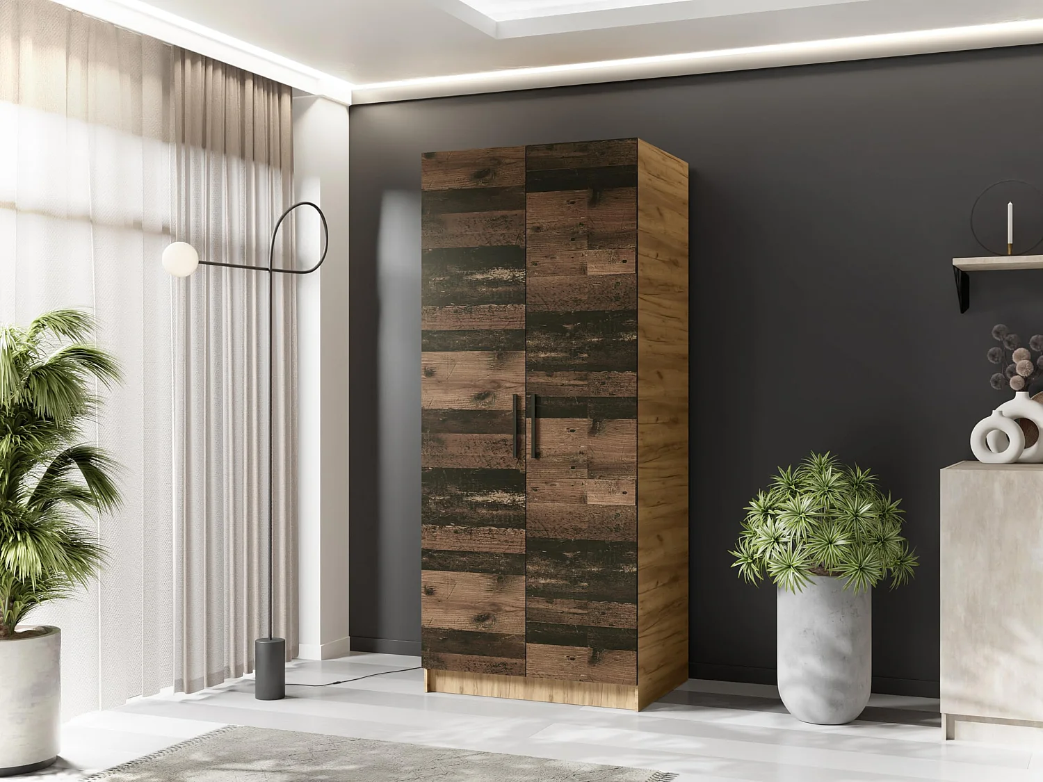 Zweitüriger Kleiderschrank GOLD 2D 78 Eiche Craft Gold + Oldstyle