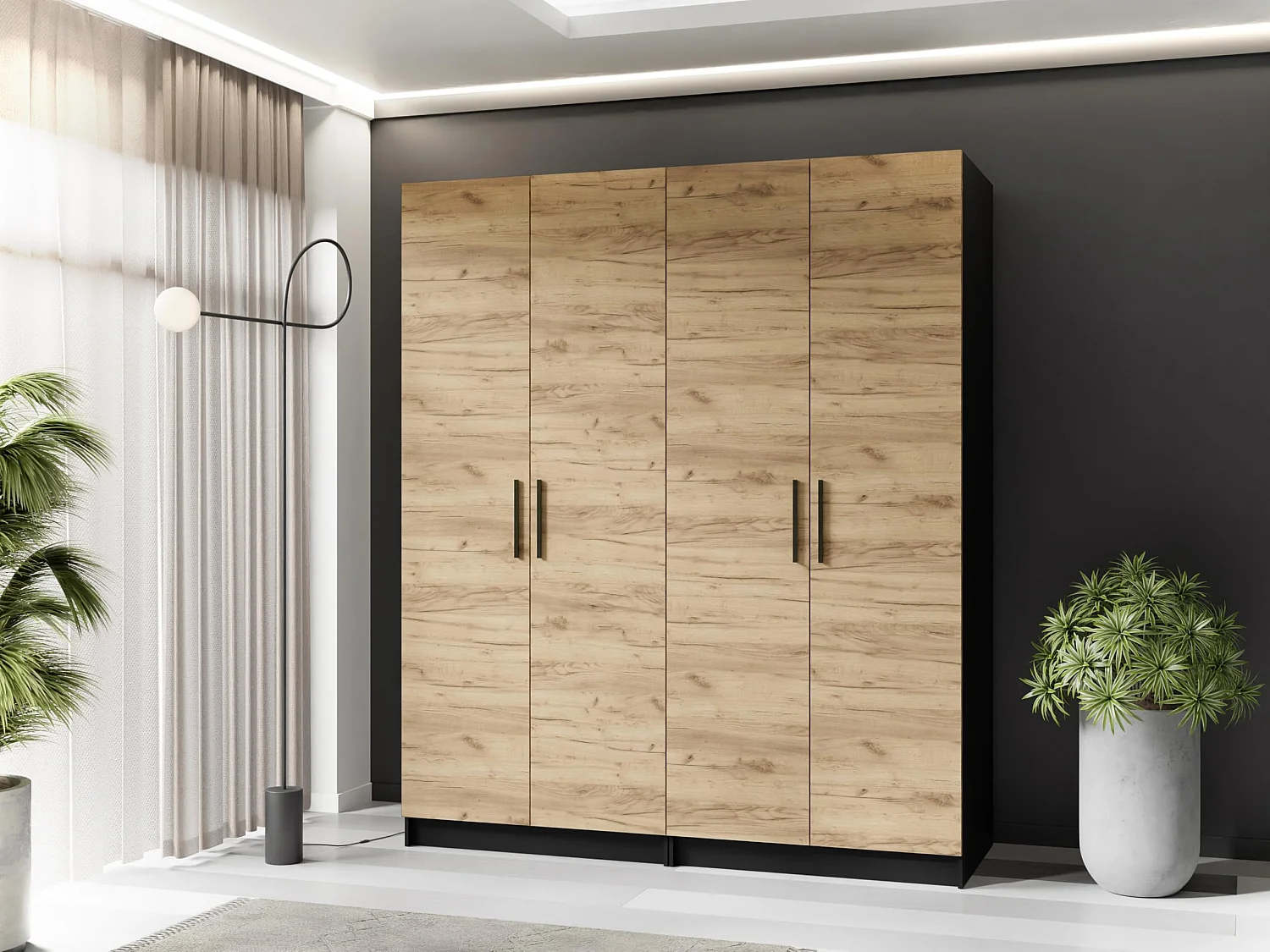 Szafa dwudrzwiowa GOLD 2D 78 czarny + dąb craft złoty