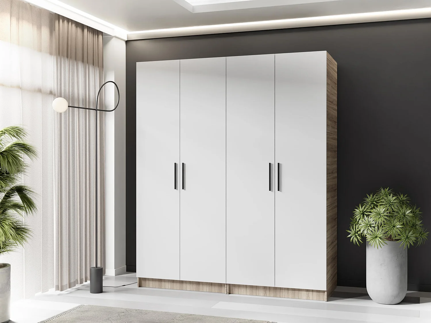 Zweitüriger Kleiderschrank GOLD 2D 78 Eiche Sonoma + Weiß