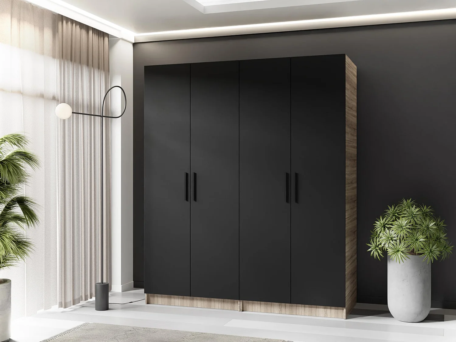 Zweitüriger Kleiderschrank GOLD 2D 78 Eiche Sonoma + Schwarz