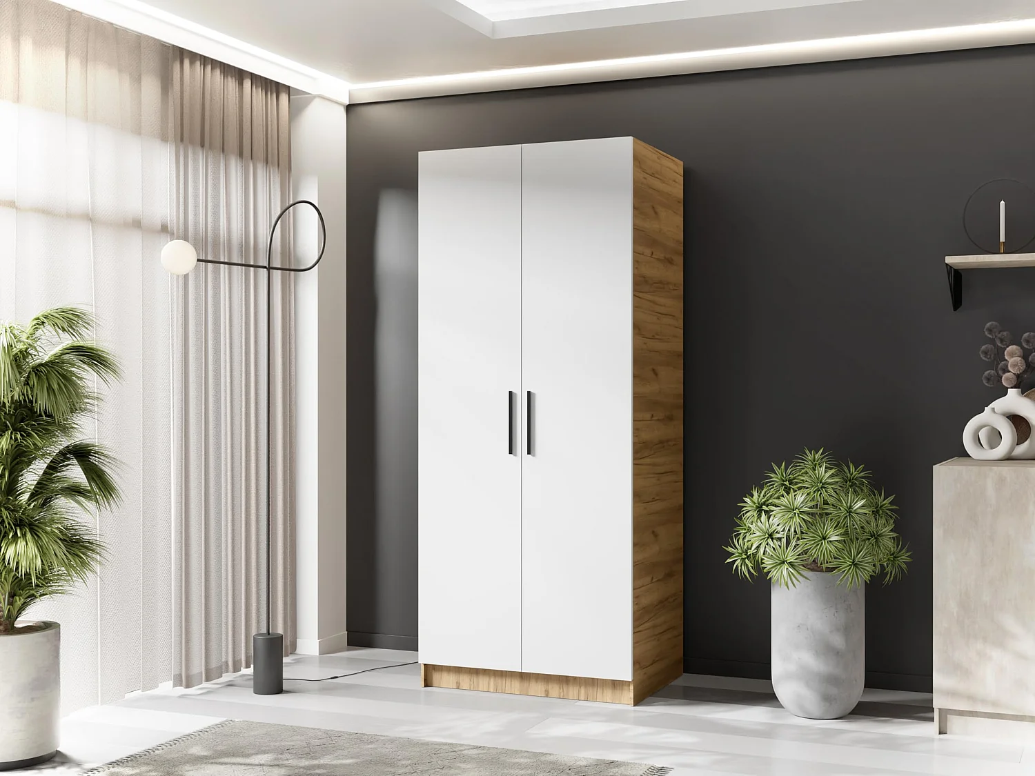 Armoire à deux portes GOLD 2D 78 chêne craft doré + blanc