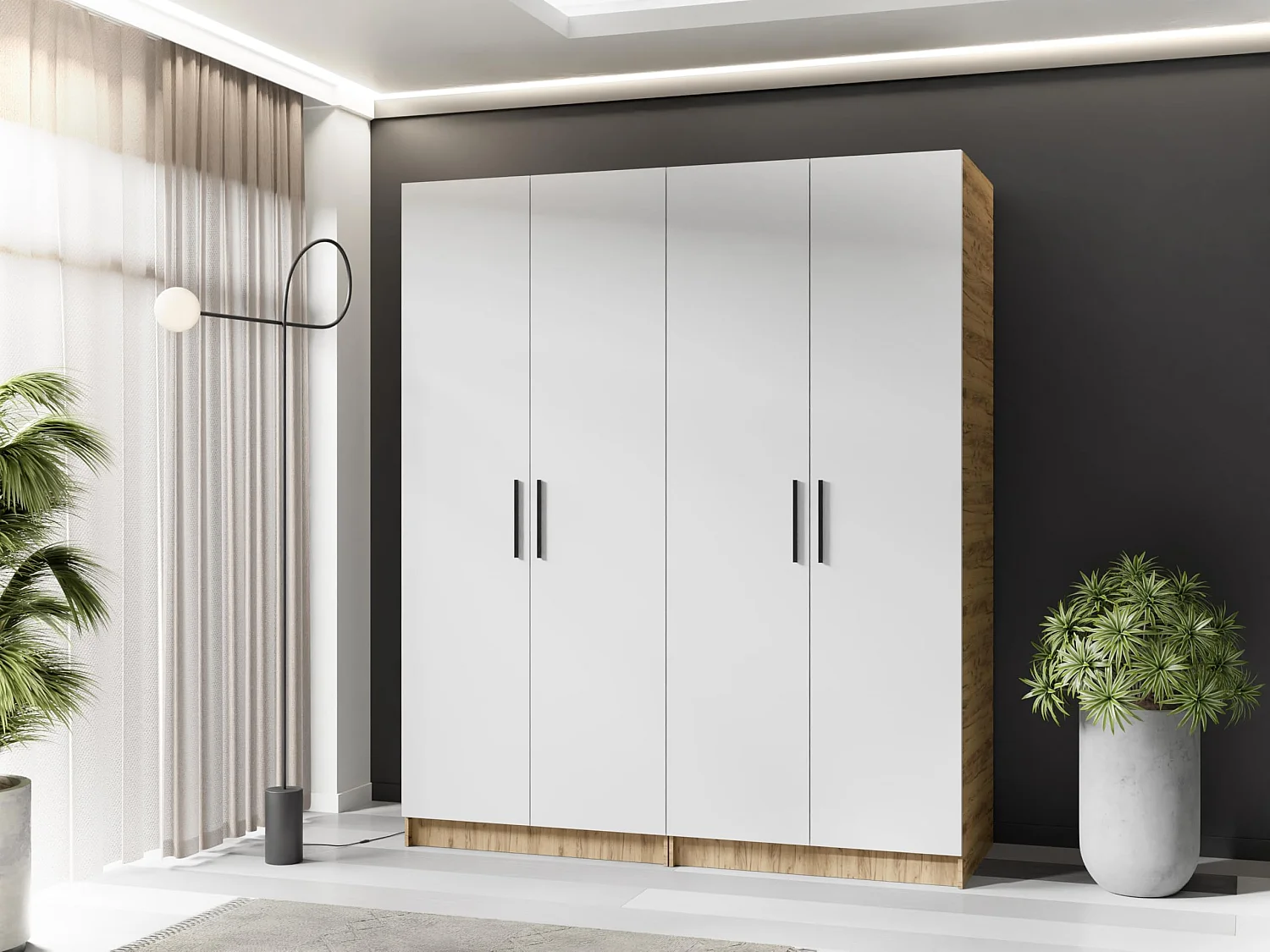 Armoire à deux portes GOLD 2D 78 chêne craft doré + blanc