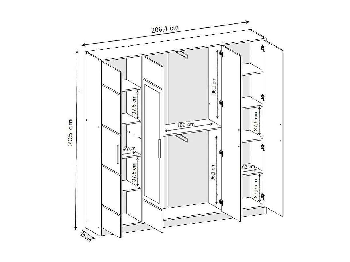 Armoire quatre portes ROJ 4D – Chêne Craft Doré