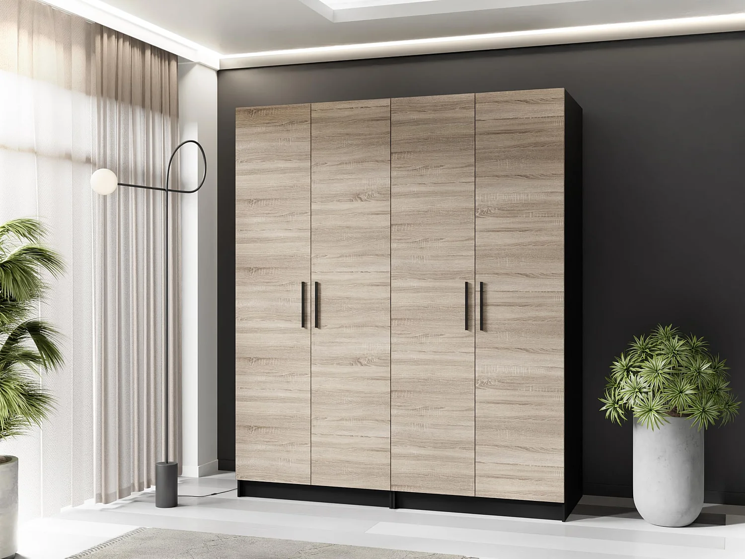 Armoire à deux portes GOLD 2D 78 noir + chêne Sonoma