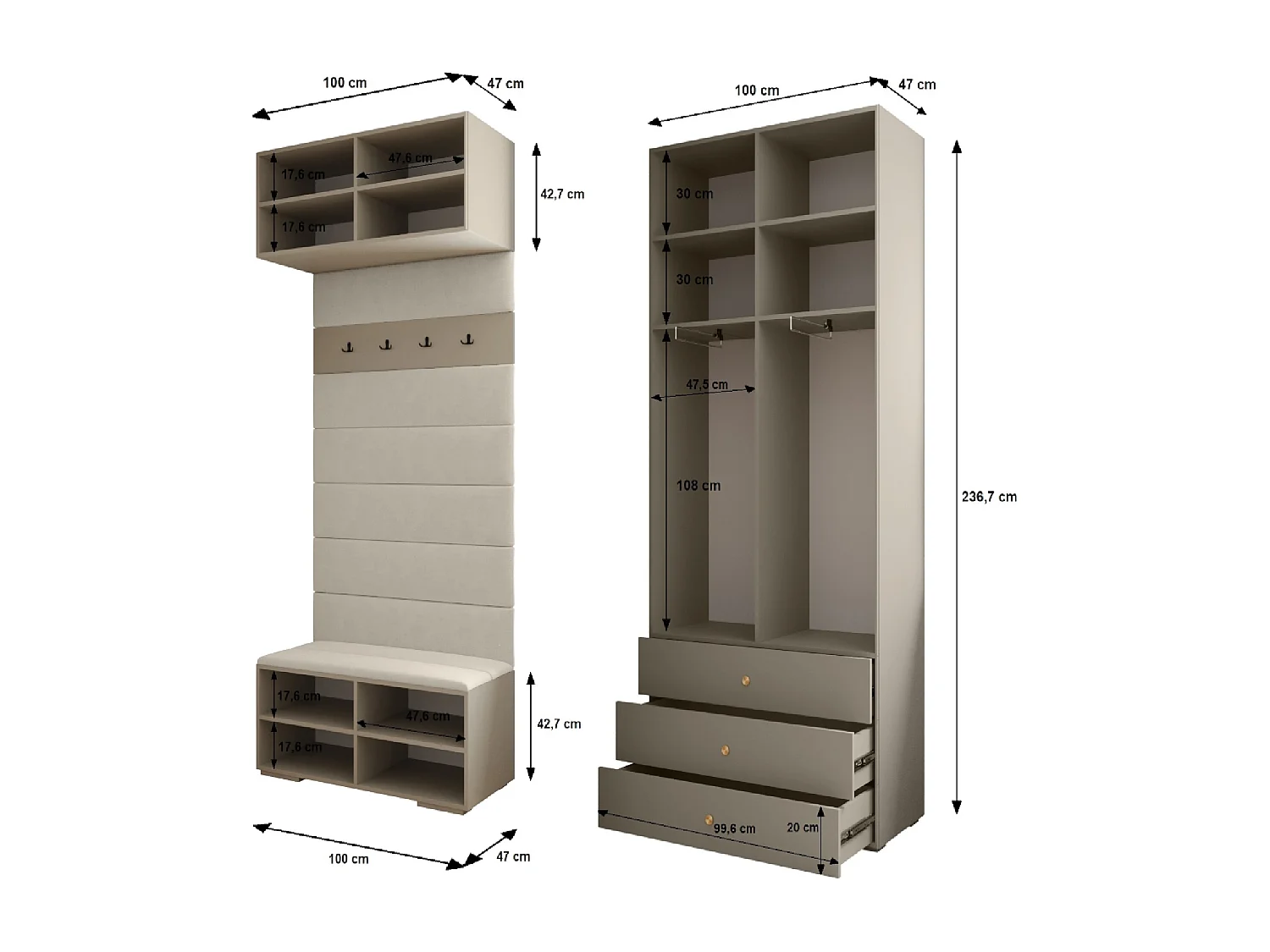 Armoire à portes battantes Inova 1 ensemble 12