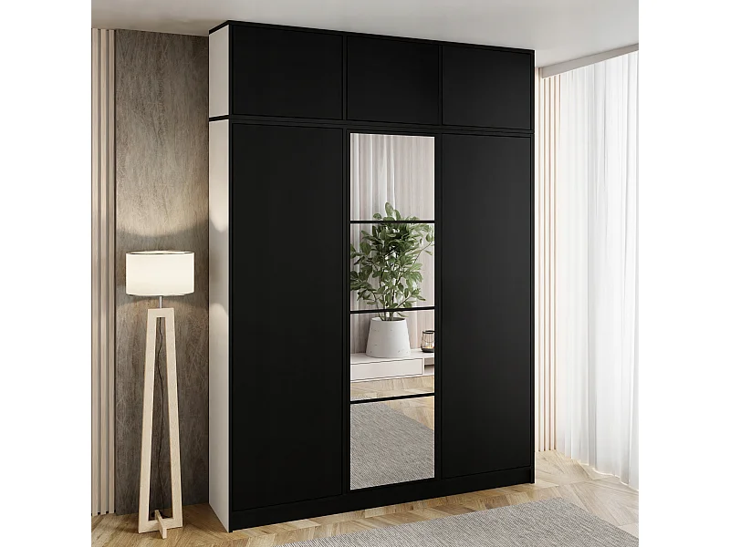 Vestiaire avec surélément EDEN 3D blanc + noir motif 4