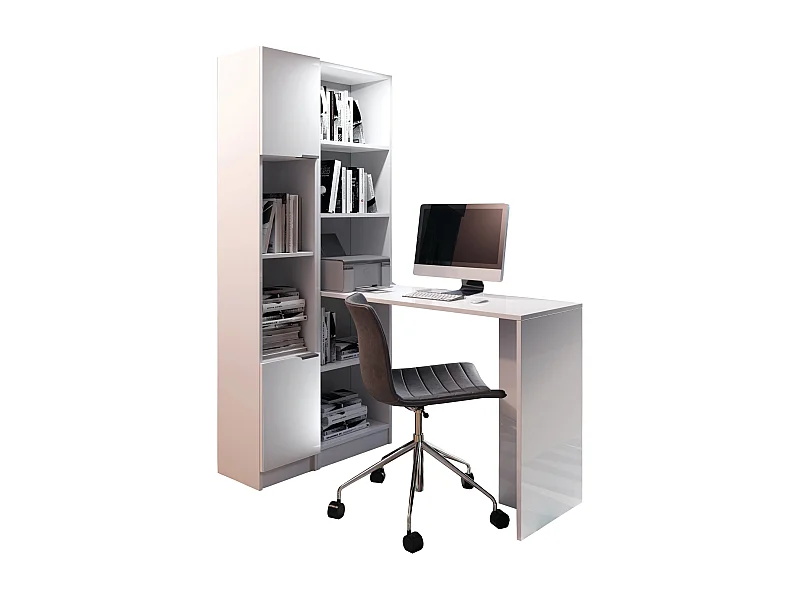 Schreibtisch B-1 mit Regal Weiß
