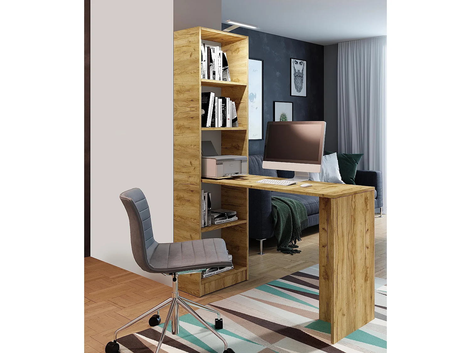 Bureau B-1 chêne craft doré