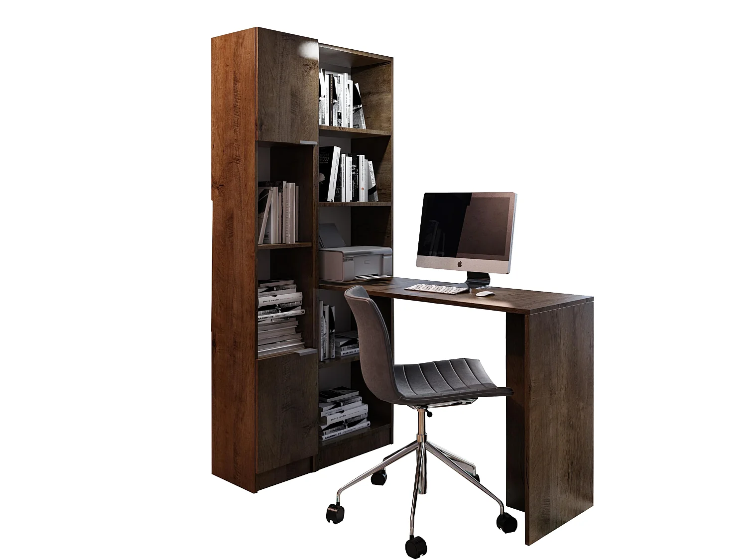 Bureau B-1 met kast donker essenhout