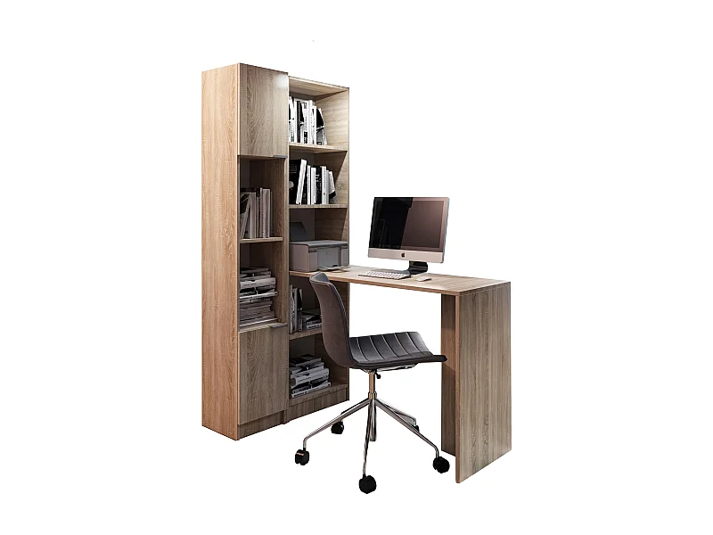 Bureau B-1 avec étagère chêne Sonoma