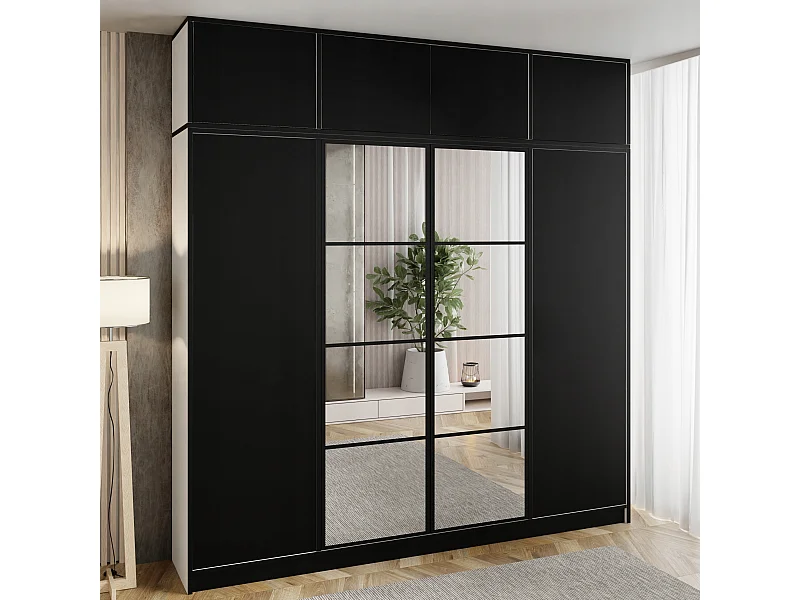 Vestiaire avec surélément EDEN 4D blanc + noir motif 4