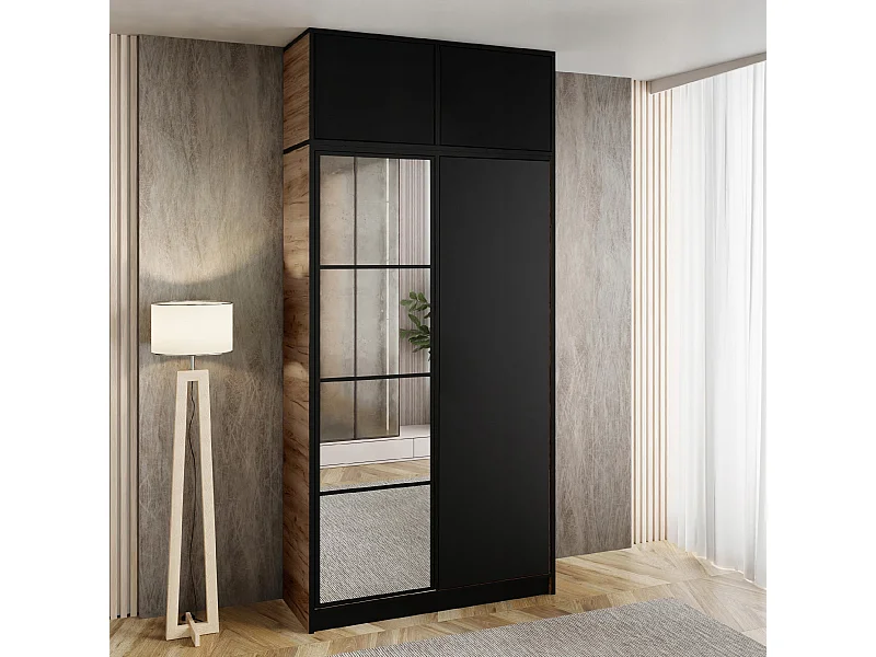 Garderoba z nadstawką EDEN 2D Dąb Craft Złoty + Czarny Wzór 4