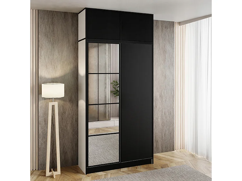 Garderoba z nadstawką EDEN 2D Biały + Czarny Wzór 4