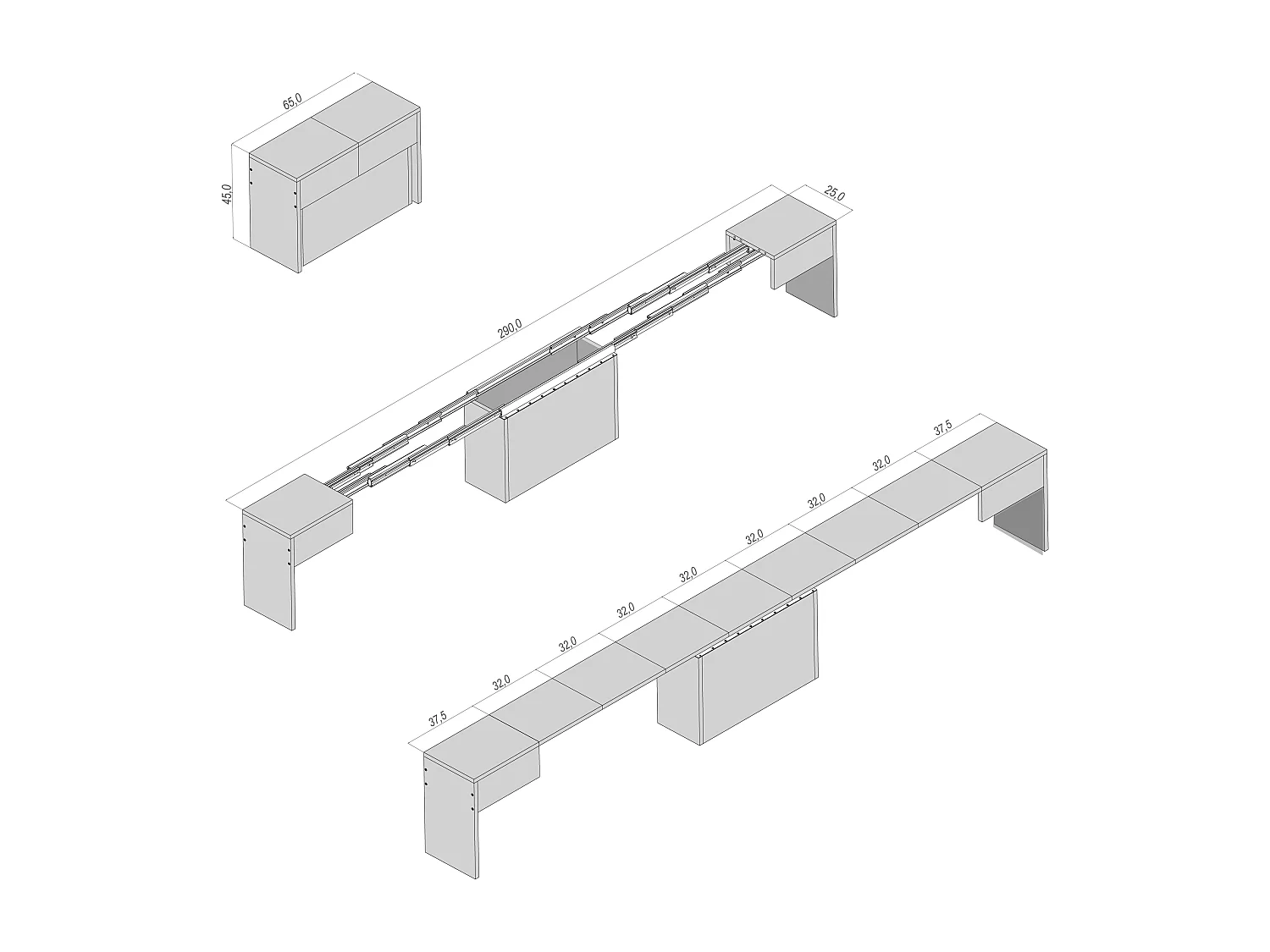 Sitzbank/Sitzfläche bis zu 3 Meter ausziehbar mit integriertem Verlängerungsfach 65 x 25 x 45 cm