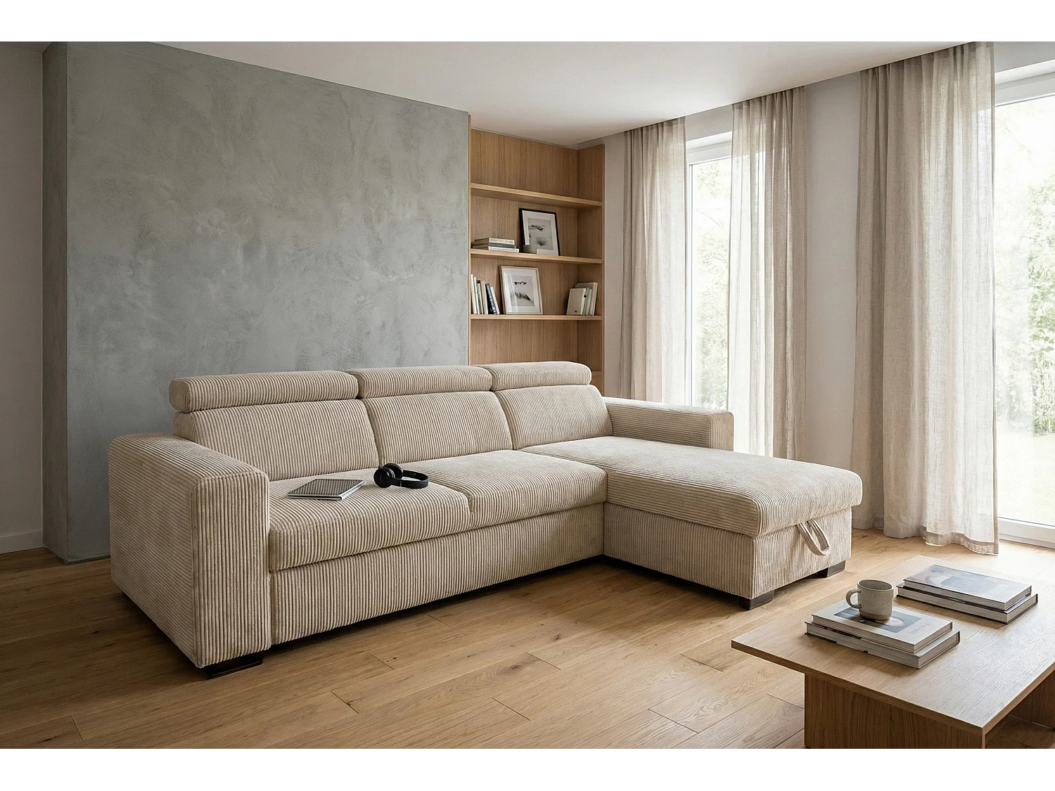 Canapé d’angle moderne et confortable Nicole – pratique et élégant