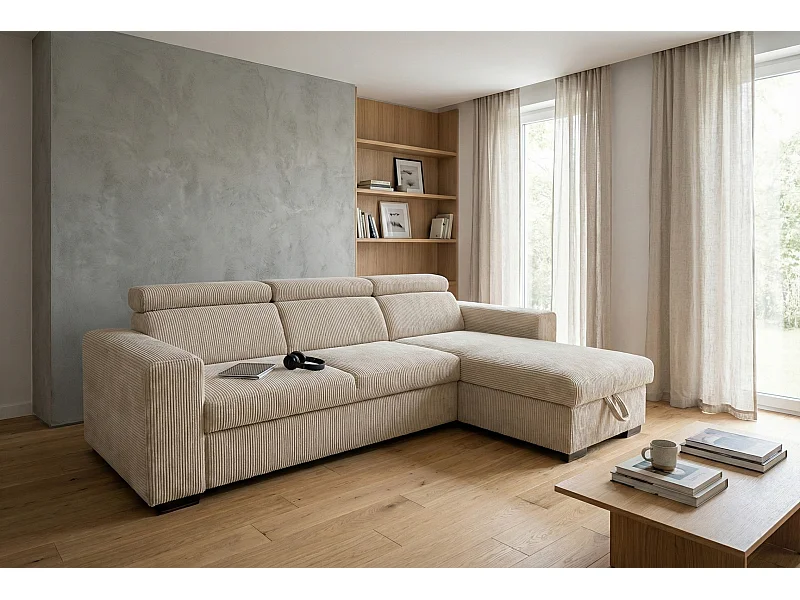 Canapé d’angle moderne et confortable Nicole – pratique et élégant