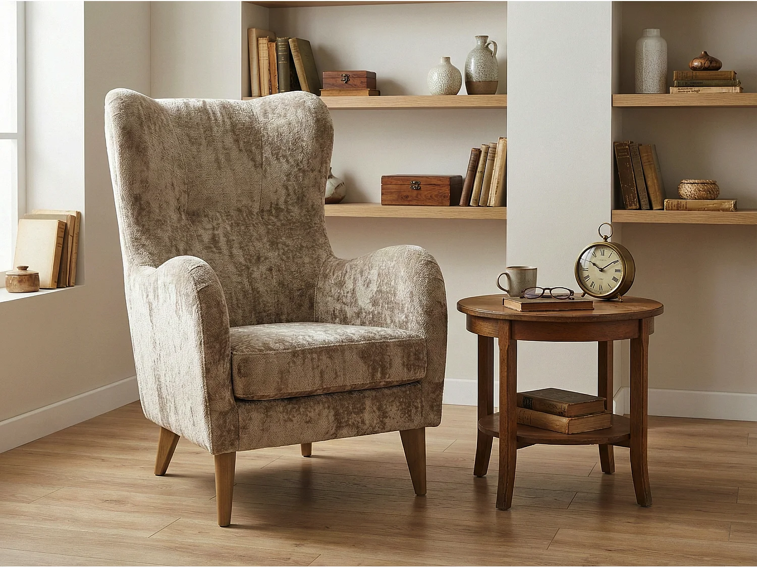 Élégant fauteuil de détente avec assise et dossier profilés.