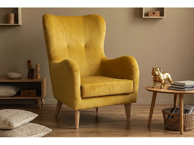 Élégant fauteuil Roland de détente avec assise et dossier profilés.