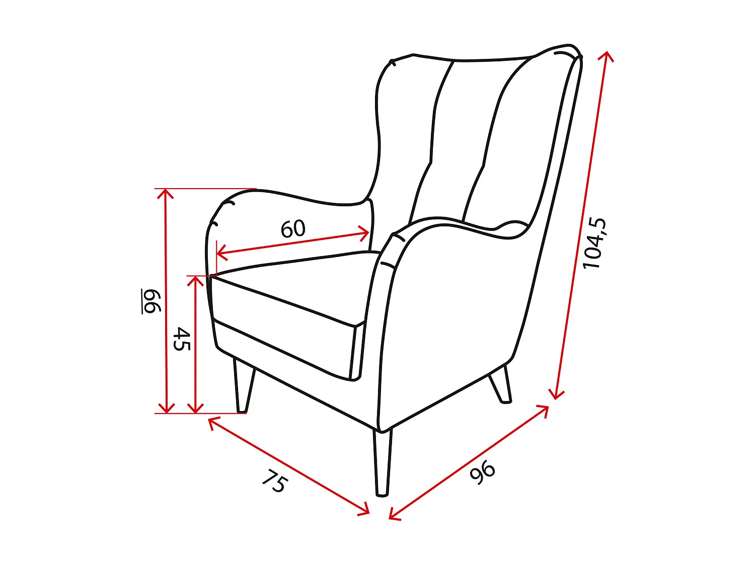 Élégant fauteuil de détente avec assise et dossier profilés.