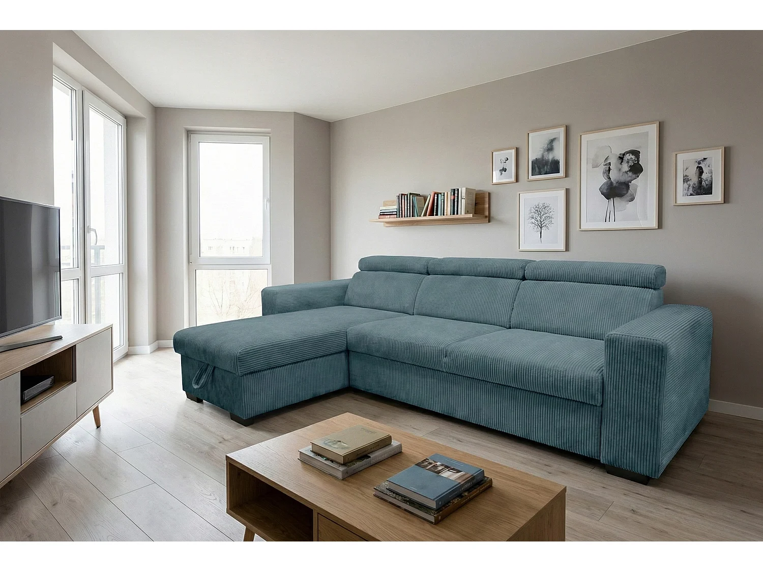 Canapé d’angle moderne et confortable Nicole – pratique et élégant