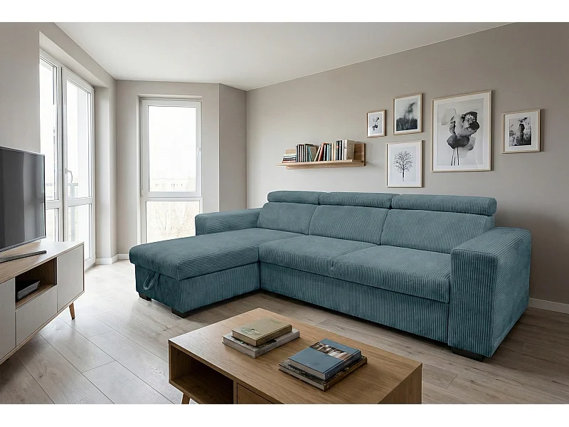 Canapé d’angle moderne et confortable Nicole – pratique et élégant