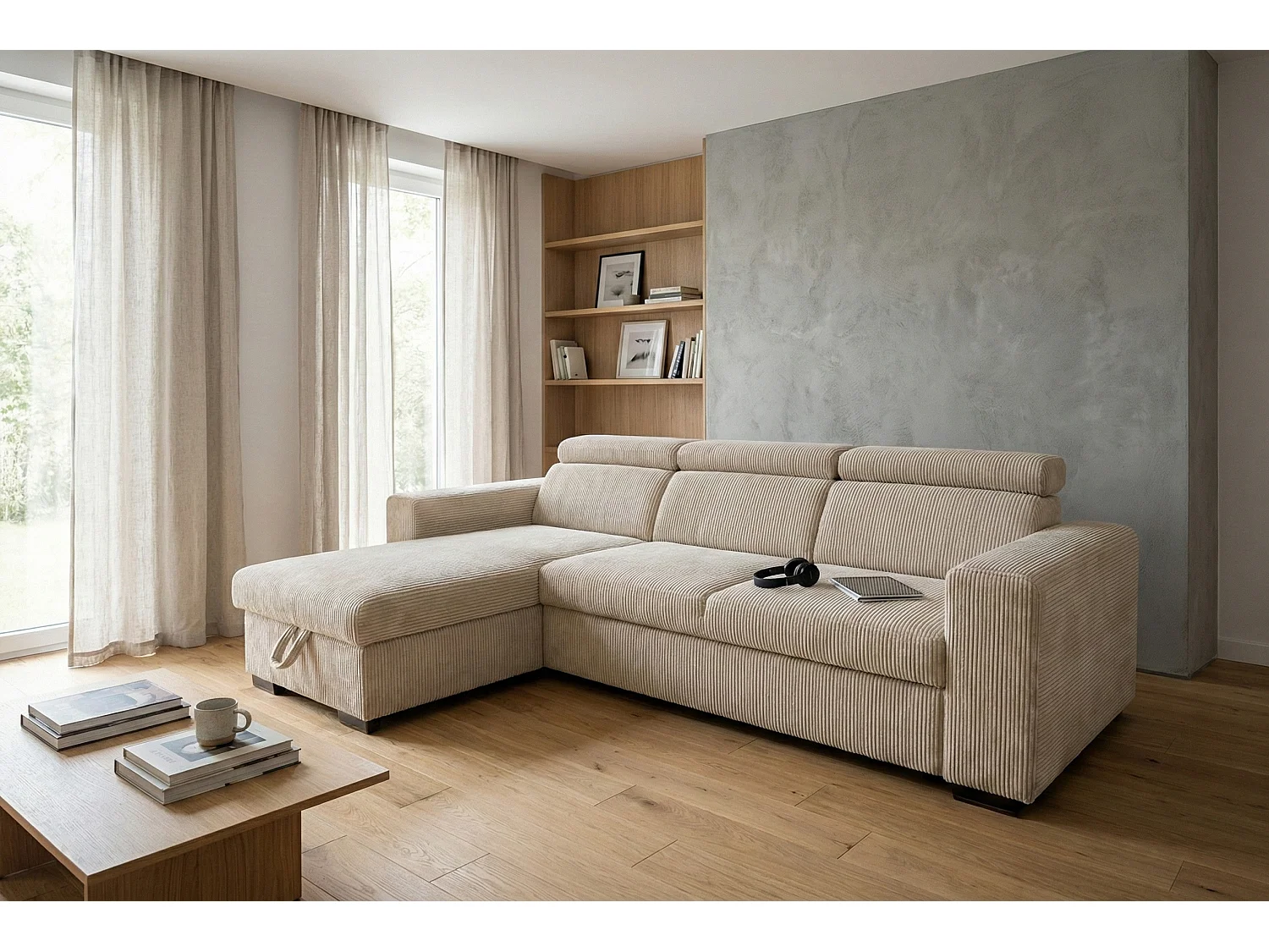 Canapé d’angle moderne et confortable Nicole – pratique et élégant