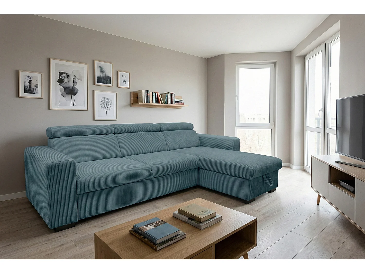 Canapé d’angle moderne et confortable Nicole – pratique et élégant