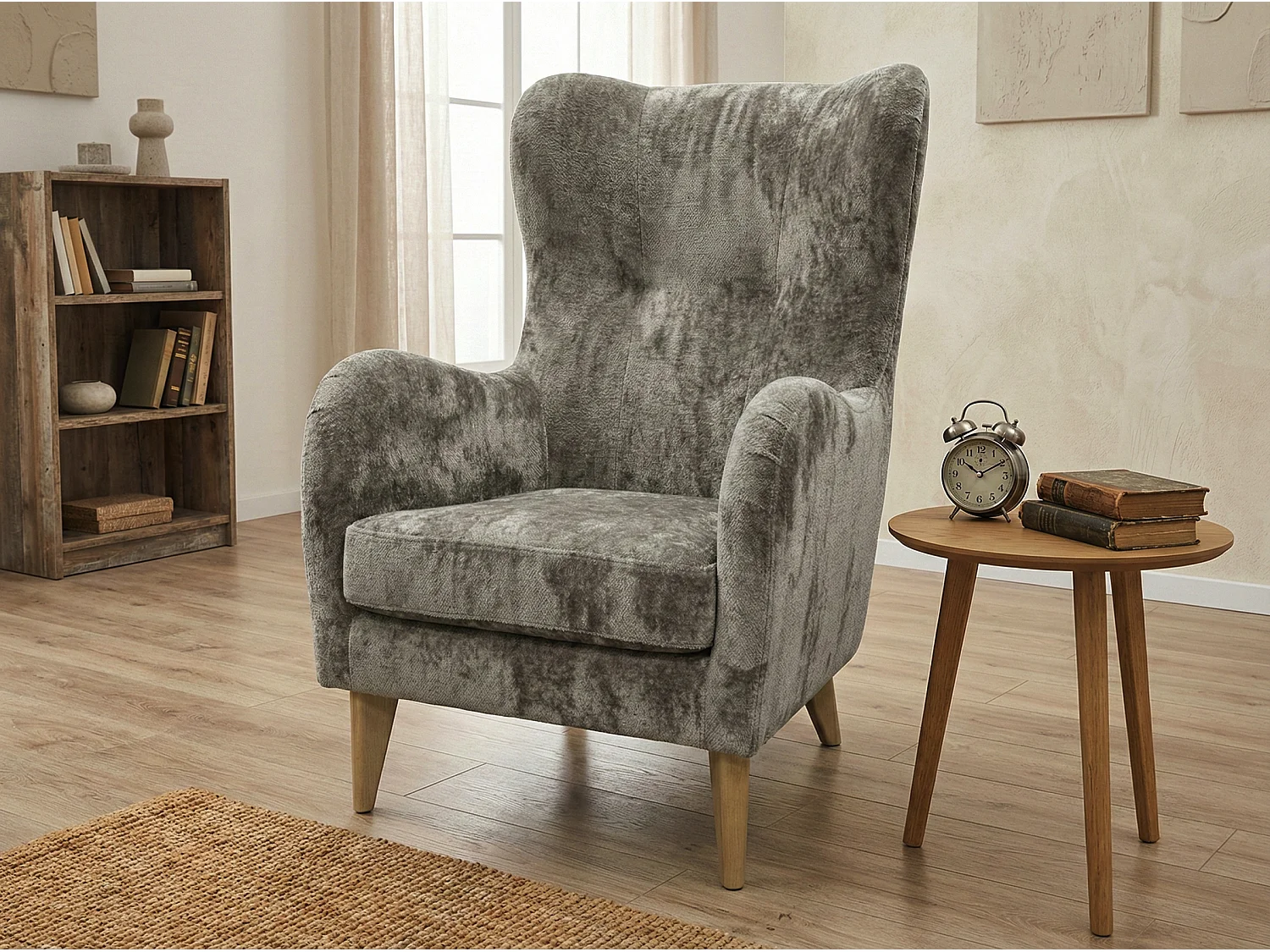 Élégant fauteuil de détente avec assise et dossier profilés.