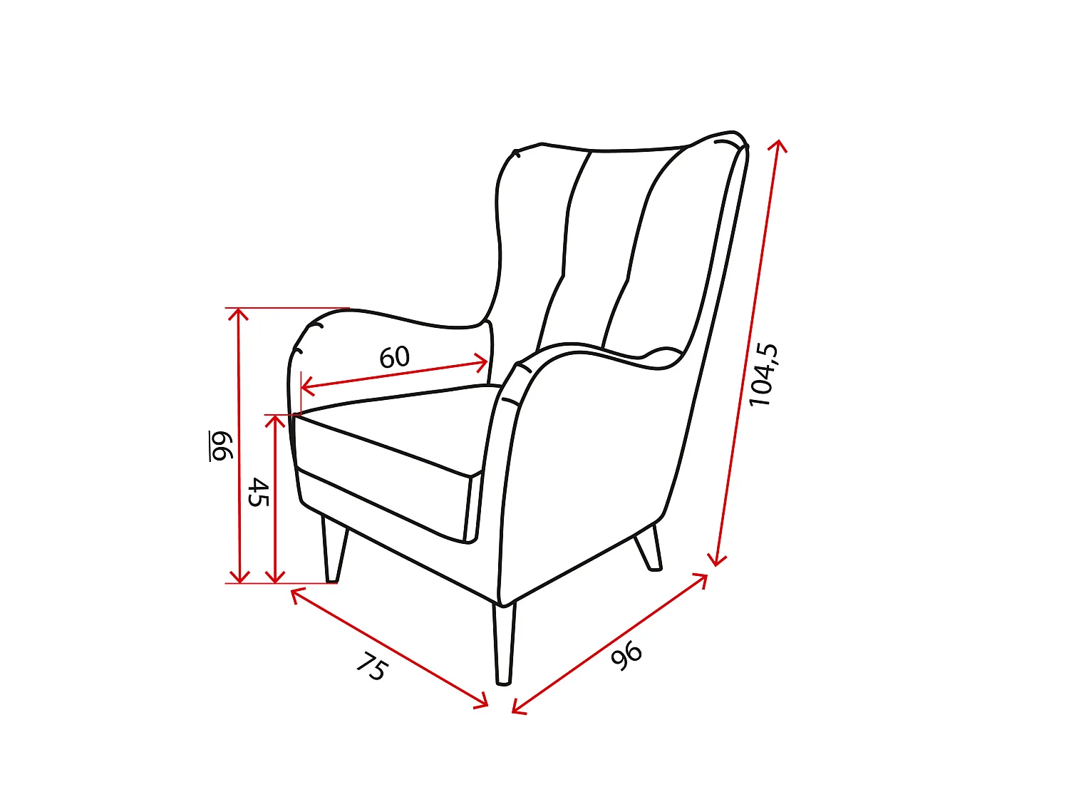 Élégant fauteuil Roland de détente avec assise et dossier profilés.