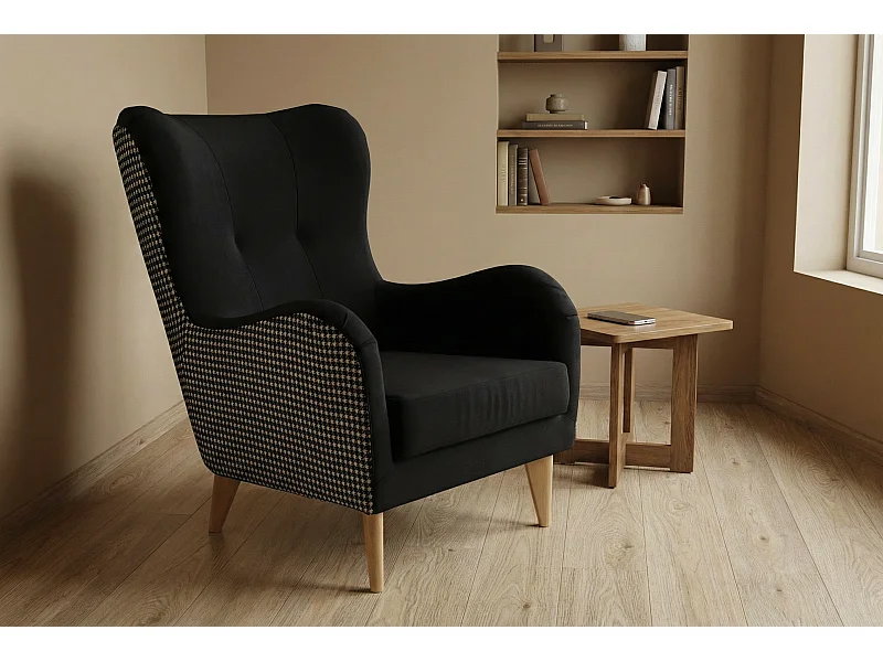 Élégant fauteuil de détente avec assise et dossier profilés.